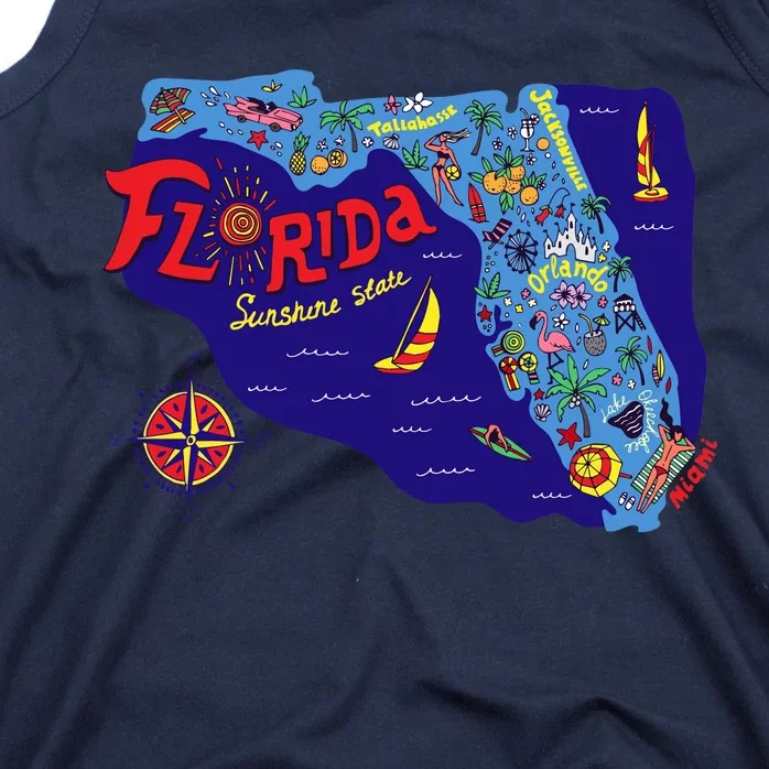 Cartoon Map of Florida Tank Top