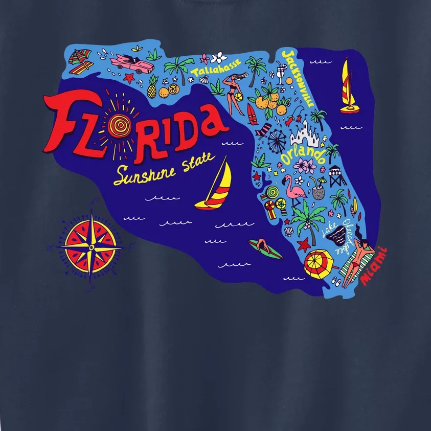 Cartoon Map of Florida Kids Sweatshirt