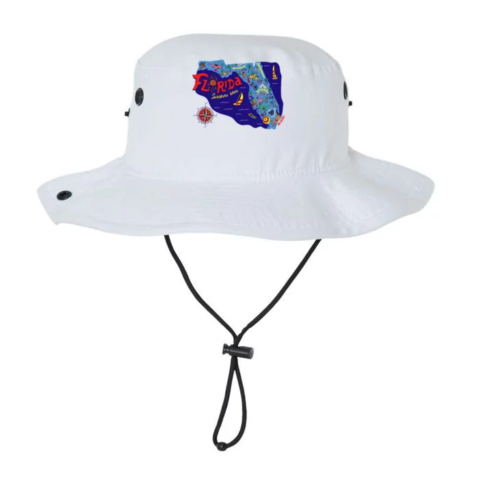 Cartoon Map of Florida Legacy Cool Fit Booney Bucket Hat