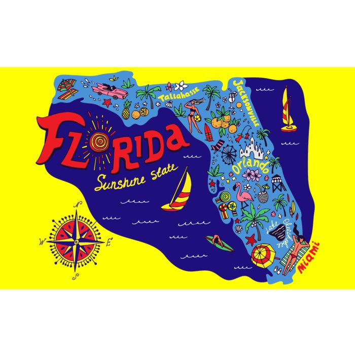 Cartoon Map of Florida Bumper Sticker