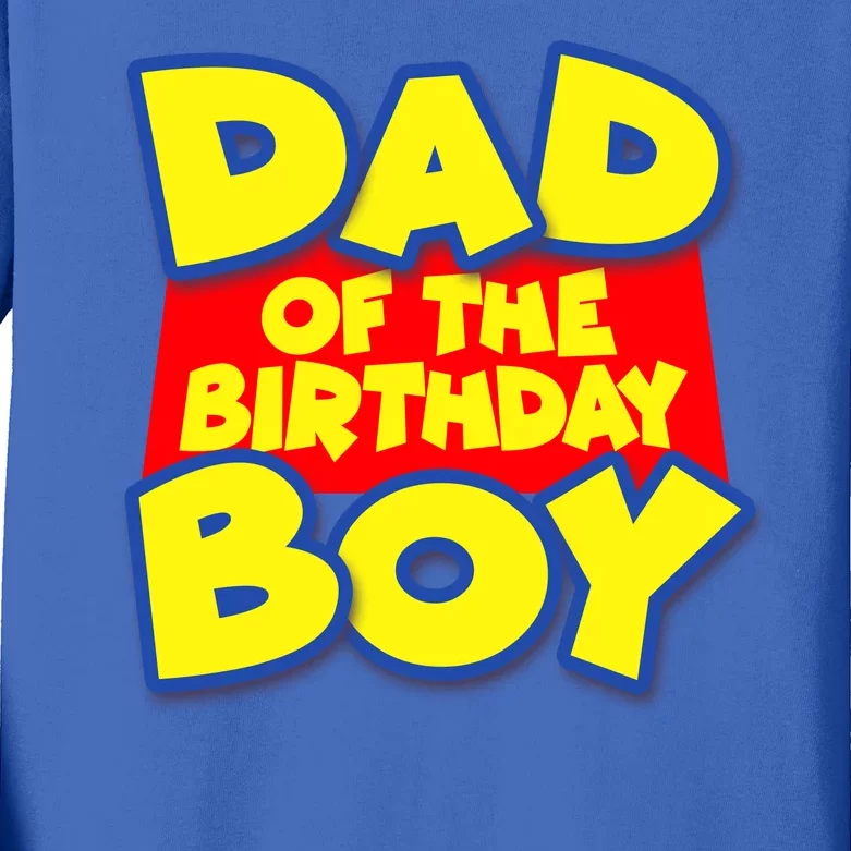 Cartoony Dad of the Birthday Boy Kids Long Sleeve Shirt