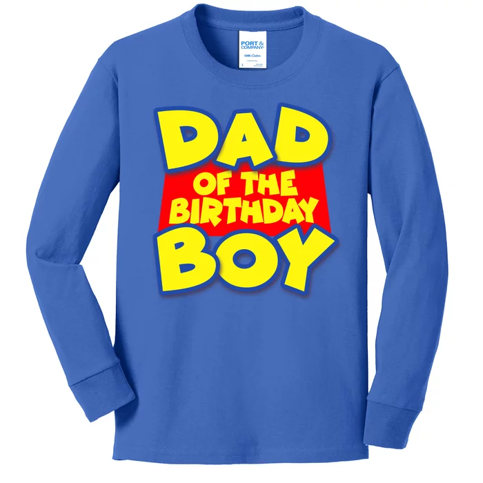 Cartoony Dad of the Birthday Boy Kids Long Sleeve Shirt