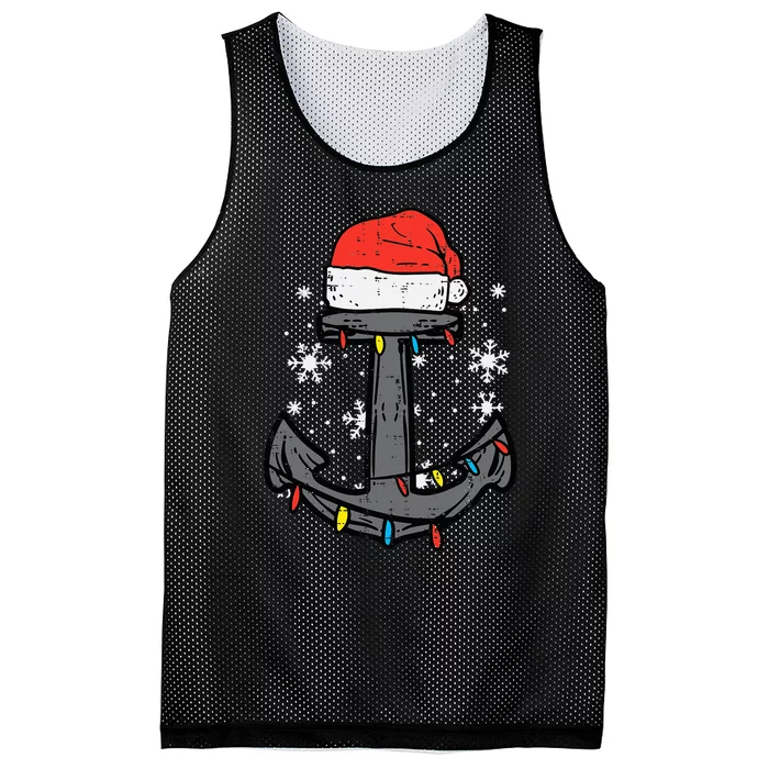 Christmas Anchor Santa Xmas Boat Sailing Captain Dad Mesh Reversible Basketball Jersey Tank