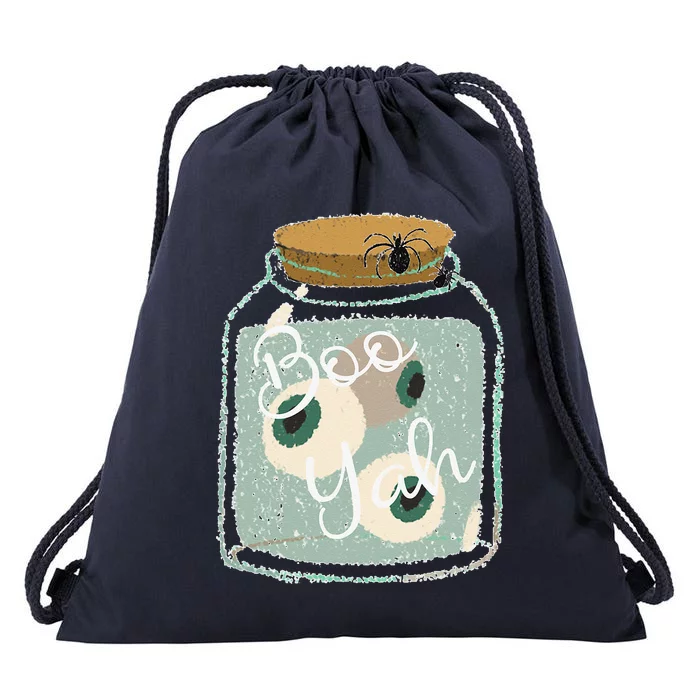 Cute And Spooky Halloween Eyes Spiders Boo Yah Drawstring Bag