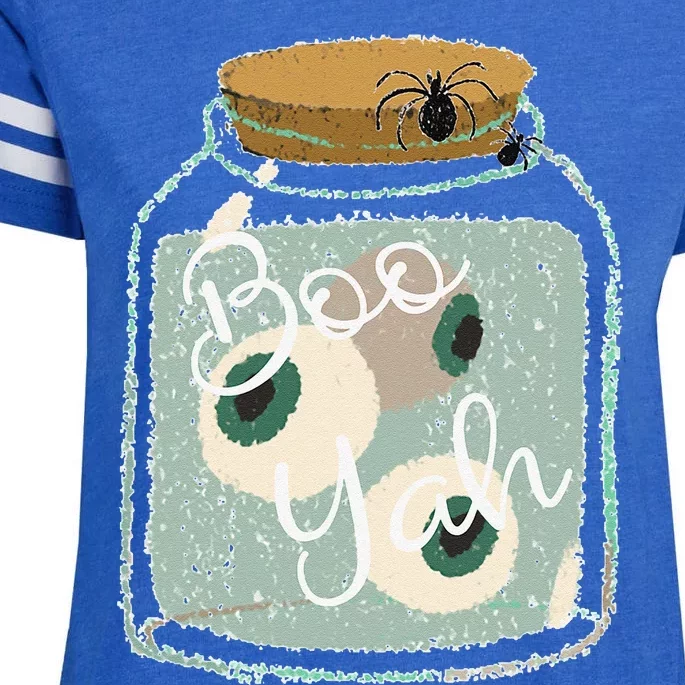 Cute And Spooky Halloween Eyes Spiders Boo Yah Enza Ladies Jersey Football T-Shirt