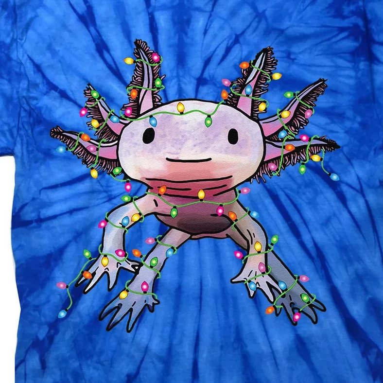 Christmas Axolotl Santa Hat Lights Japanese Cute Anime Xmas Tie-Dye T-Shirt