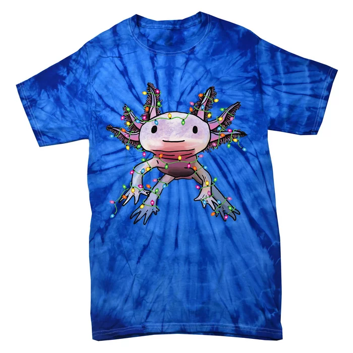 Christmas Axolotl Santa Hat Lights Japanese Cute Anime Xmas Tie-Dye T-Shirt