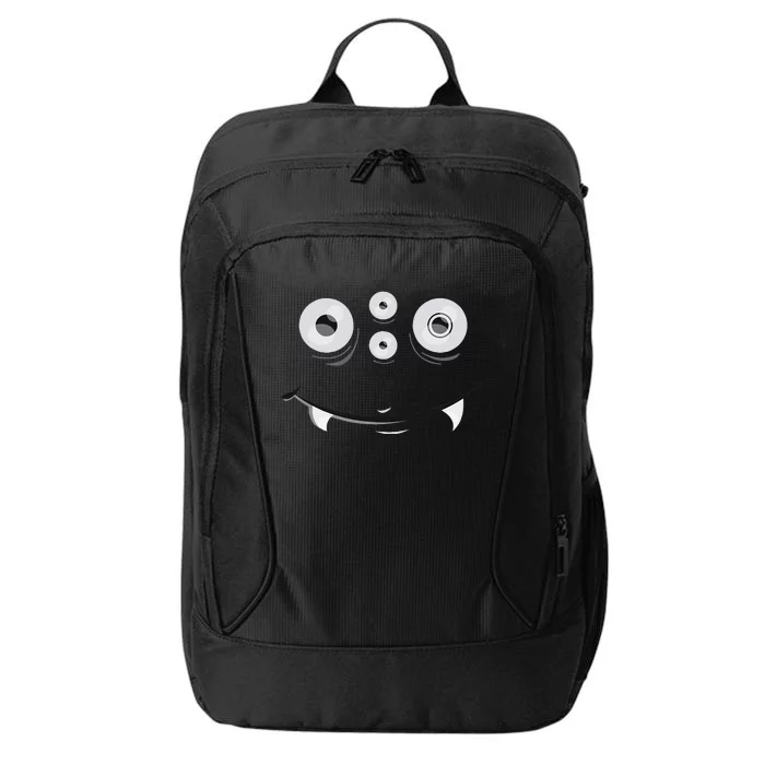 Cute And Spooky Halloween Monster Face Wth Orange City Backpack