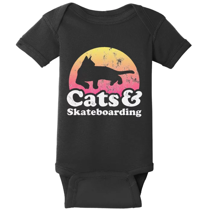 Cats and Skateboarding Cat and Skateboarder Baby Bodysuit