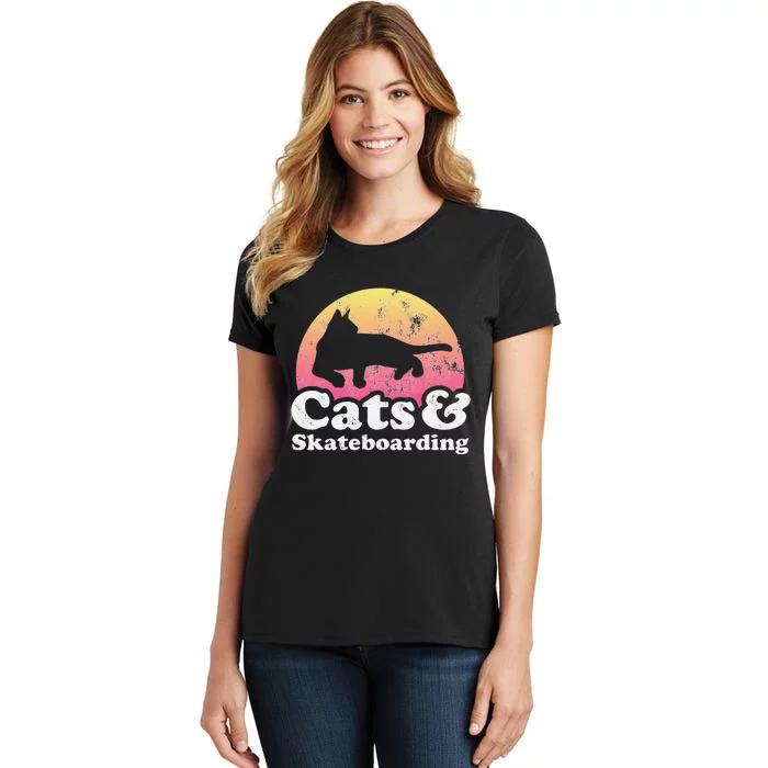 Cats and Skateboarding Cat and Skateboarder Women's T-Shirt