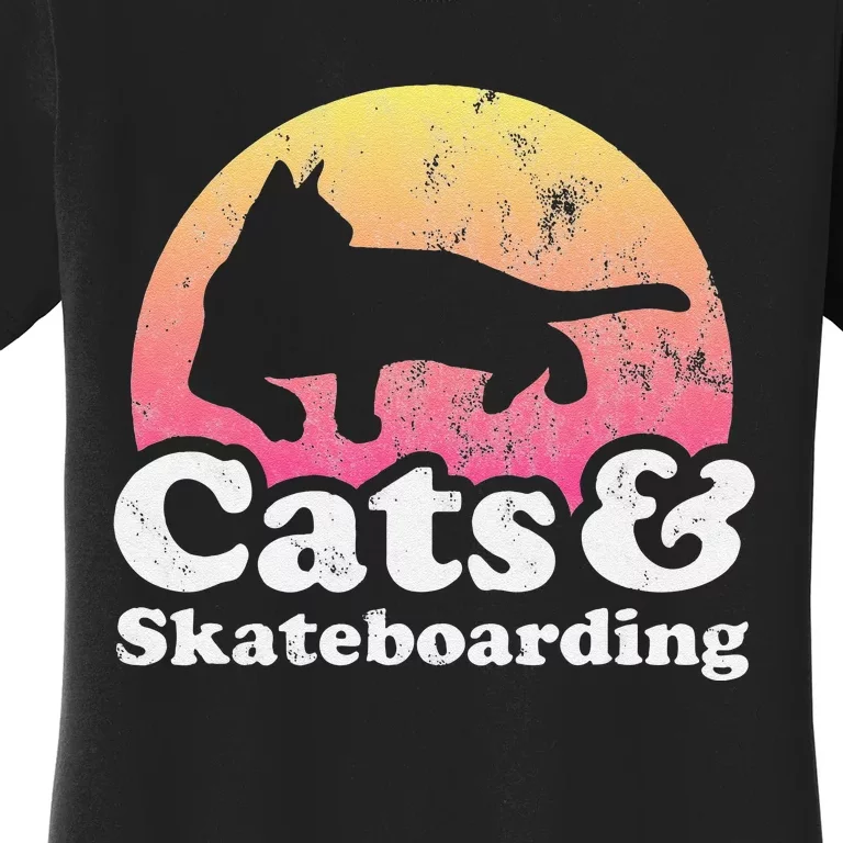 Cats and Skateboarding Cat and Skateboarder Women's T-Shirt