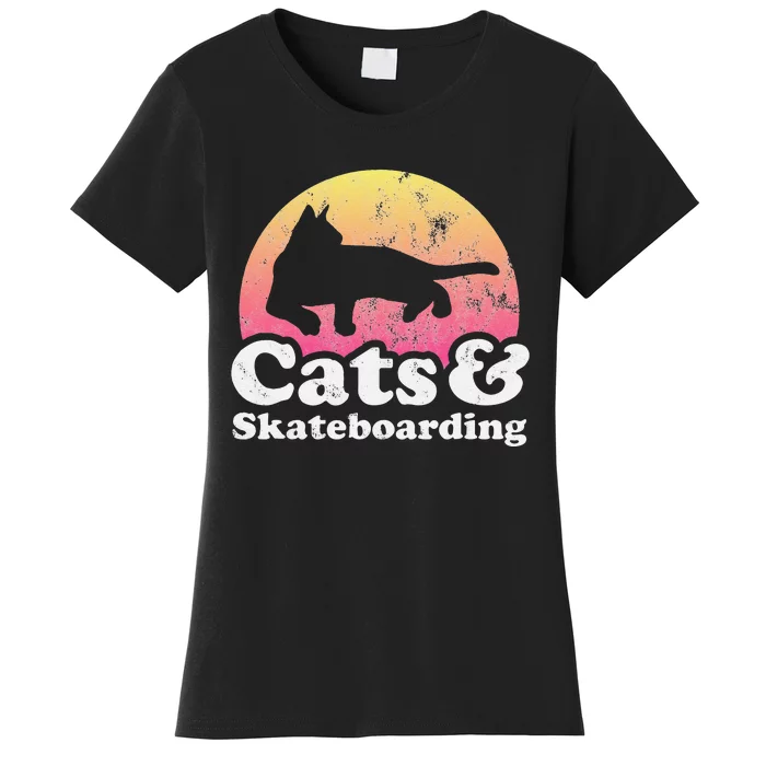 Cats and Skateboarding Cat and Skateboarder Women's T-Shirt