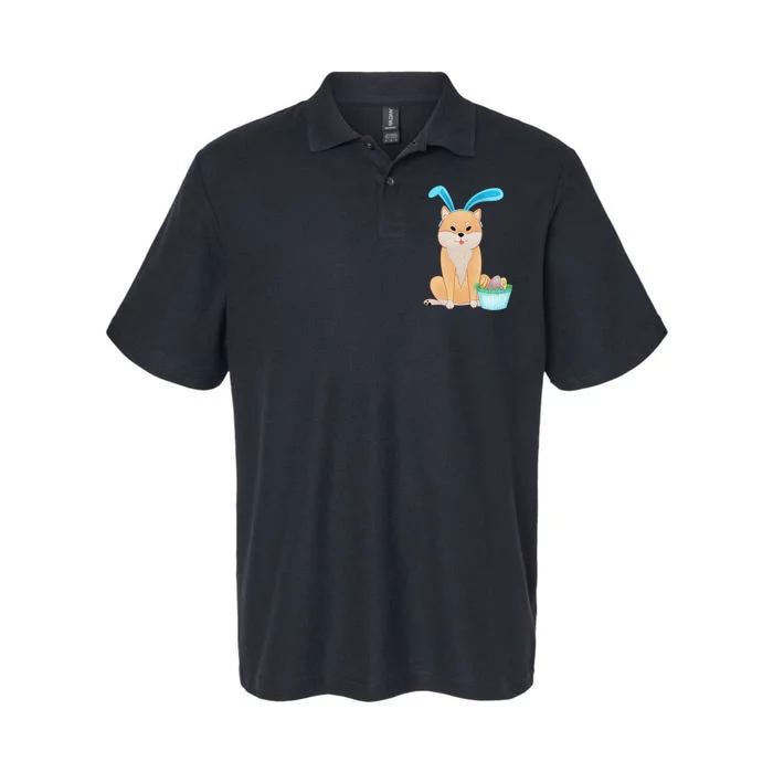 Cute Anime Shiba Inu With Bunny Ears And Easter Egg Basket Softstyle Adult Sport Polo