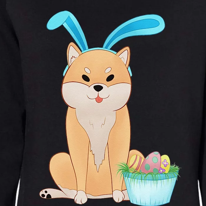 Cute Anime Shiba Inu With Bunny Ears And Easter Egg Basket Womens California Wash Sweatshirt