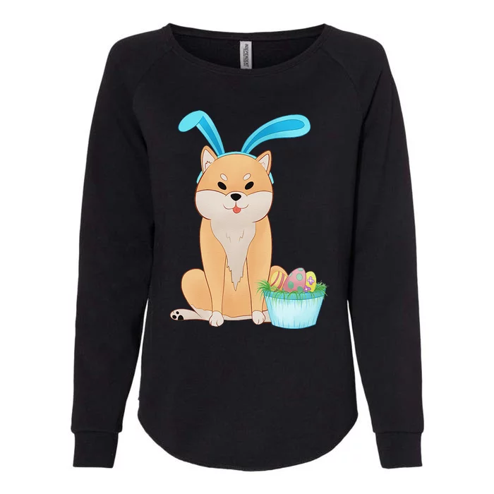 Cute Anime Shiba Inu With Bunny Ears And Easter Egg Basket Womens California Wash Sweatshirt