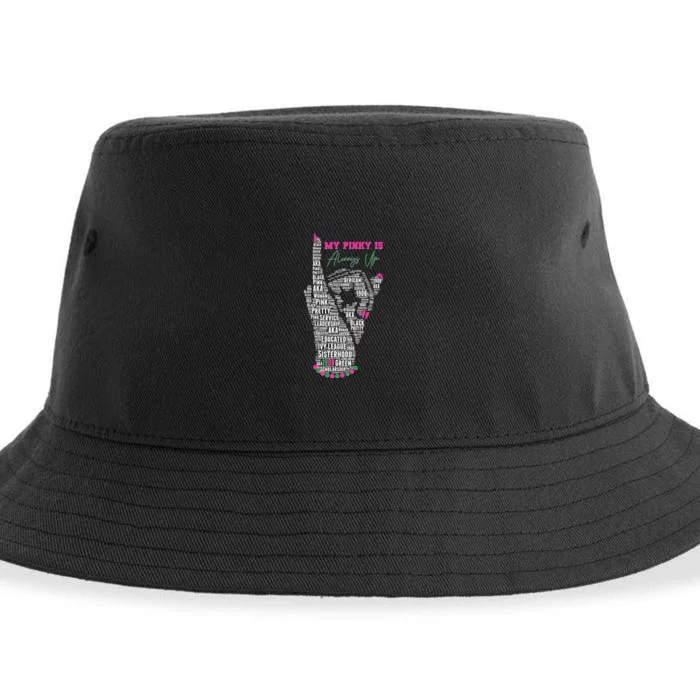 Cool AKA Sorority My Pinky Is Always Up Word Art Sustainable Bucket Hat