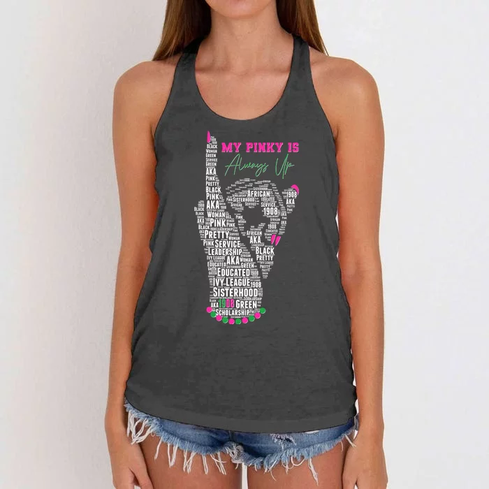 Cool AKA Sorority My Pinky Is Always Up Word Art Women's Knotted Racerback Tank