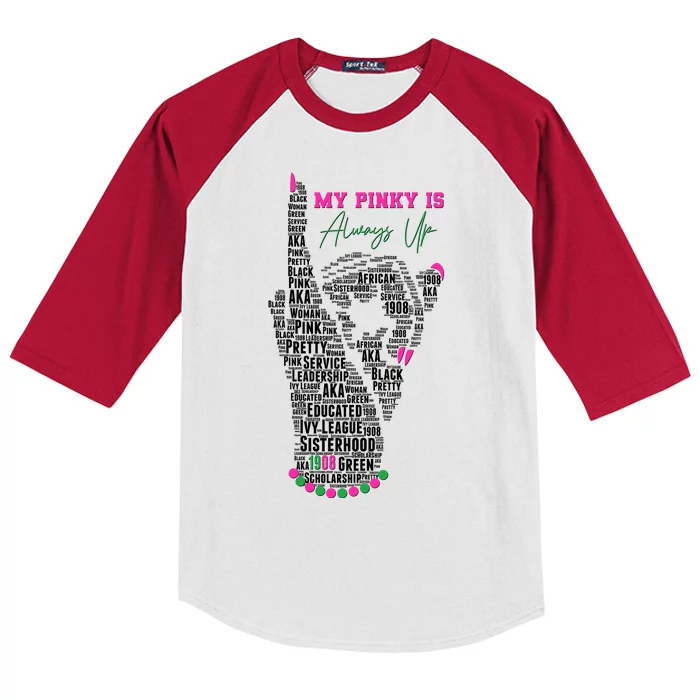 Cool AKA Sorority My Pinky Is Always Up Word Art Kids Colorblock Raglan Jersey