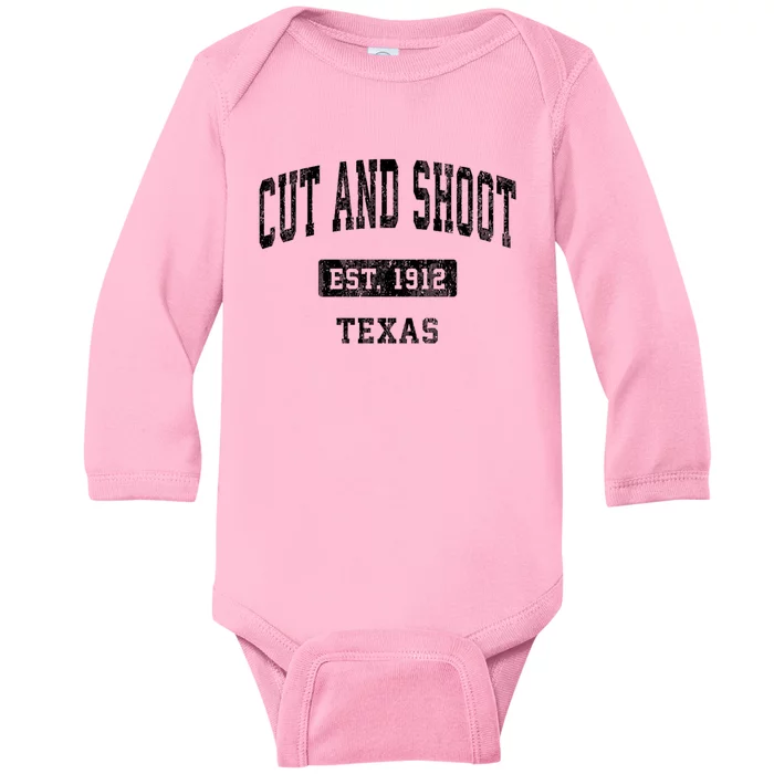 Cut And Shoot Texas Tx Vintage Sports Established Design Baby Long Sleeve Bodysuit