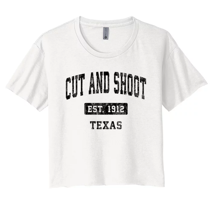 Cut And Shoot Texas Tx Vintage Sports Established Design Women's Crop Top Tee