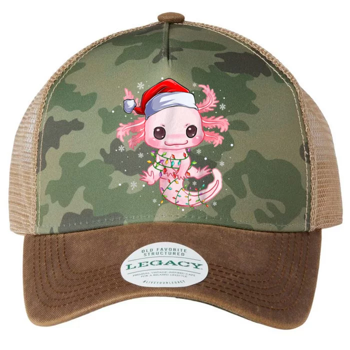 Christmas Axolotl Santa Hat Lights Japanese Cute Anime Xmas Legacy Tie Dye Trucker Hat