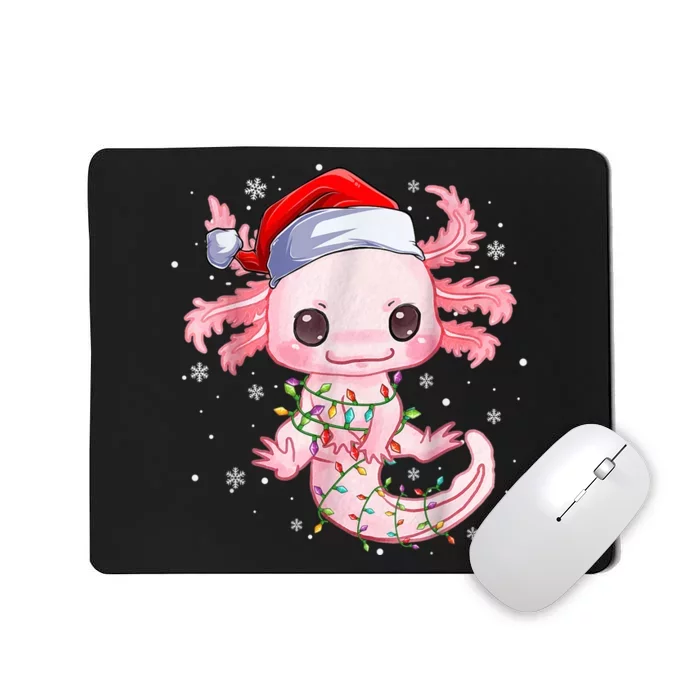 Christmas Axolotl Santa Hat Lights Japanese Cute Anime Xmas Mousepad