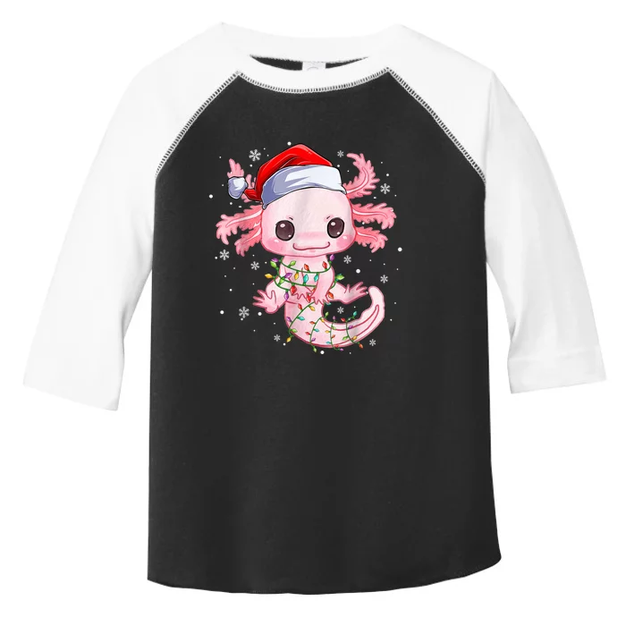 Christmas Axolotl Santa Hat Lights Japanese Cute Anime Xmas Toddler Fine Jersey T-Shirt