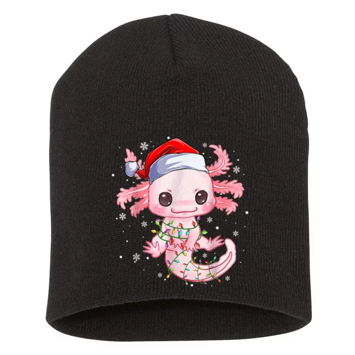 Christmas Axolotl Santa Hat Lights Japanese Cute Anime Xmas Short Acrylic Beanie