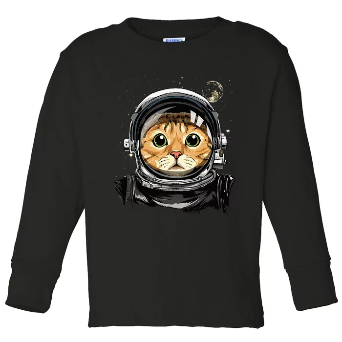 Cat Astronaut Space Exploration Astronomy Lover Toddler Long Sleeve Shirt