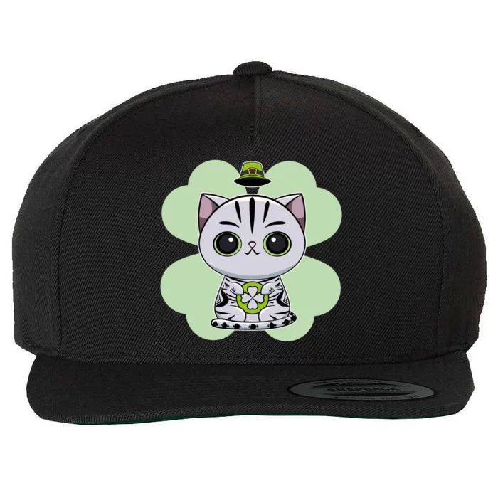 Cute American Shorthair Cat St Patricks Day Gift Wool Snapback Cap