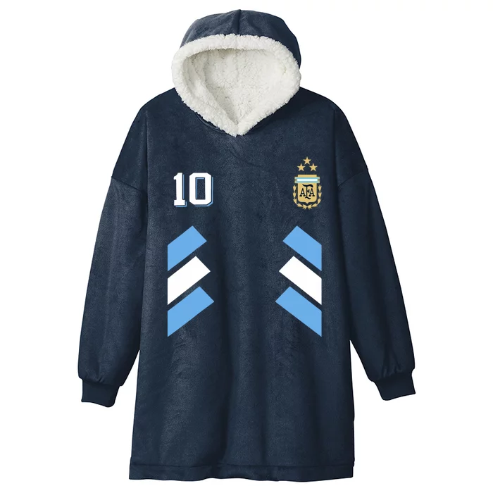 Cool Argentina Soccer Jersey 10 Hooded Wearable Blanket