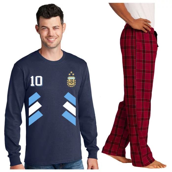 Cool Argentina Soccer Jersey 10 Long Sleeve Pajama Set