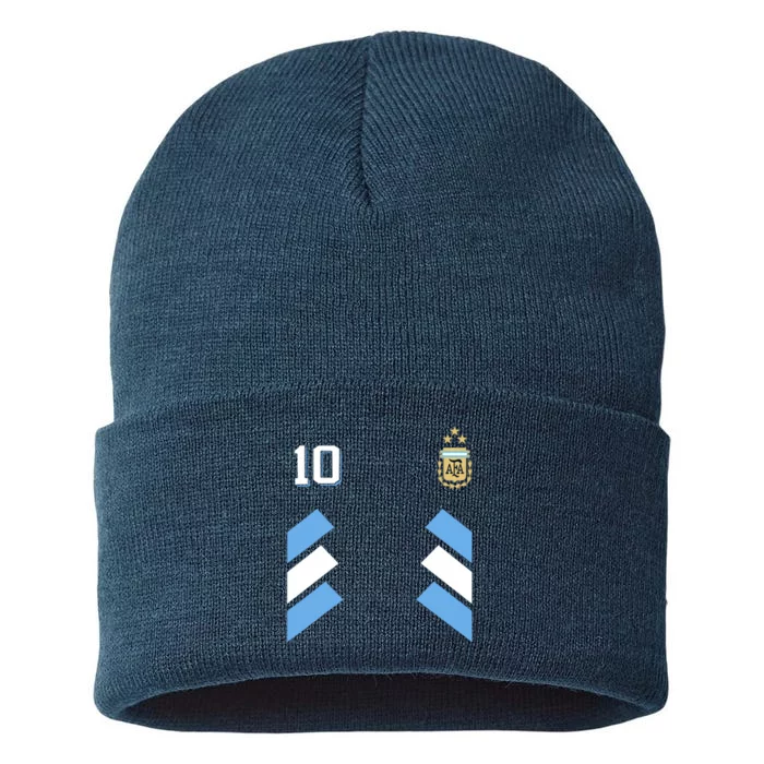 Cool Argentina Soccer Jersey 10 Sustainable Knit Beanie