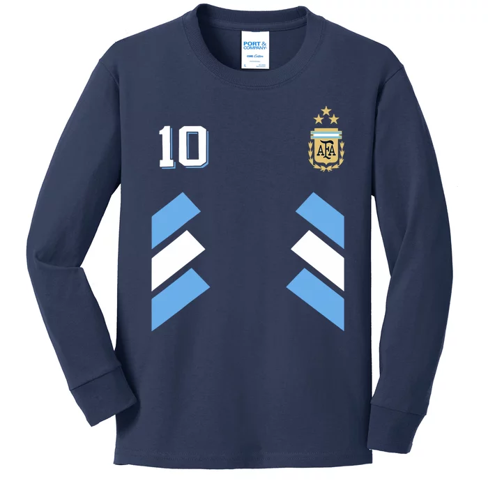 Cool Argentina Soccer Jersey 10 Kids Long Sleeve Shirt