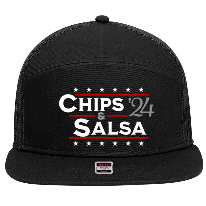 Chips And Salsa Vote Funny Political 2024 Election 7 Panel Mesh Trucker Snapback Hat