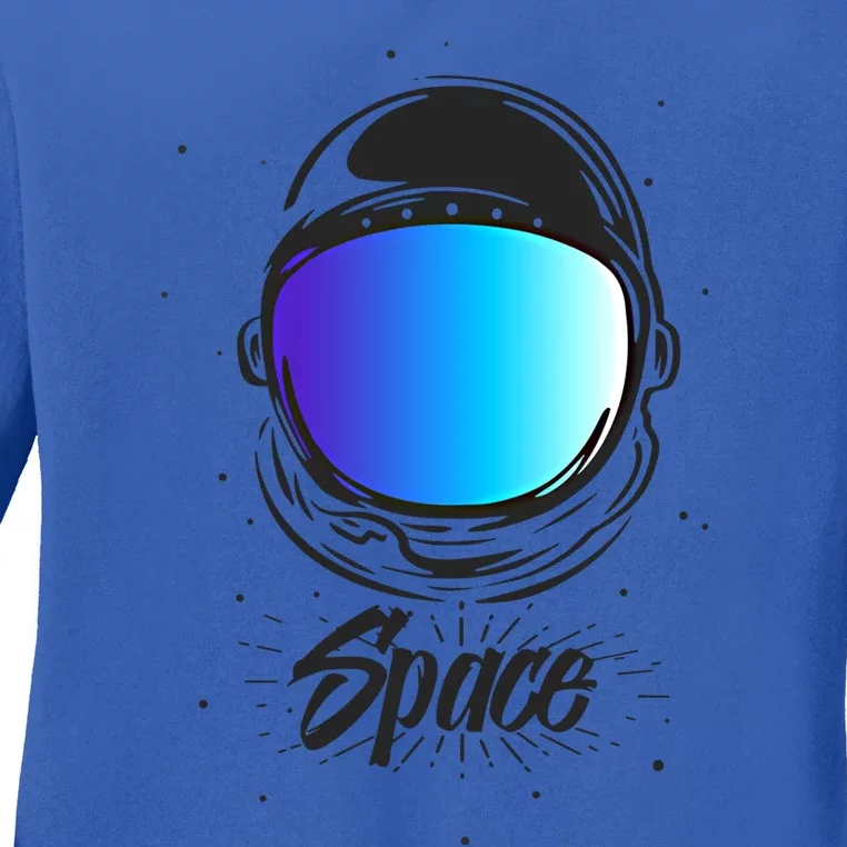 Cool Astronaut Space Helmet Gift Space Astronaut Graphic Gift Ladies Long Sleeve Shirt