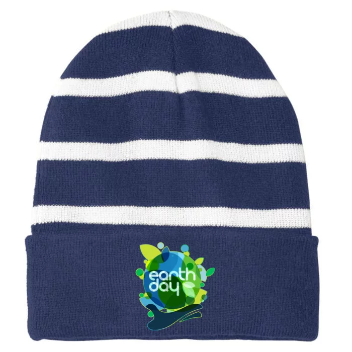 Cool Abstract Shapes Earth Day Striped Beanie with Solid Band