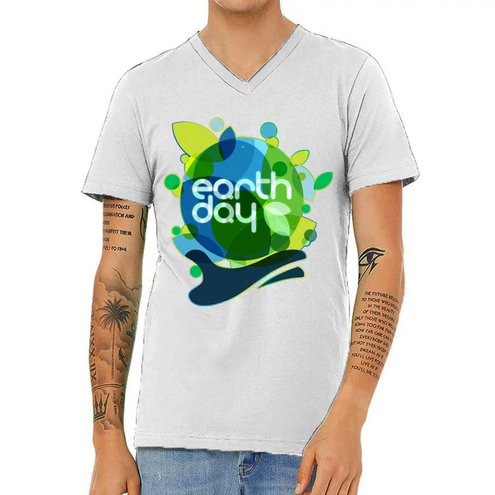 Cool Abstract Shapes Earth Day V-Neck T-Shirt