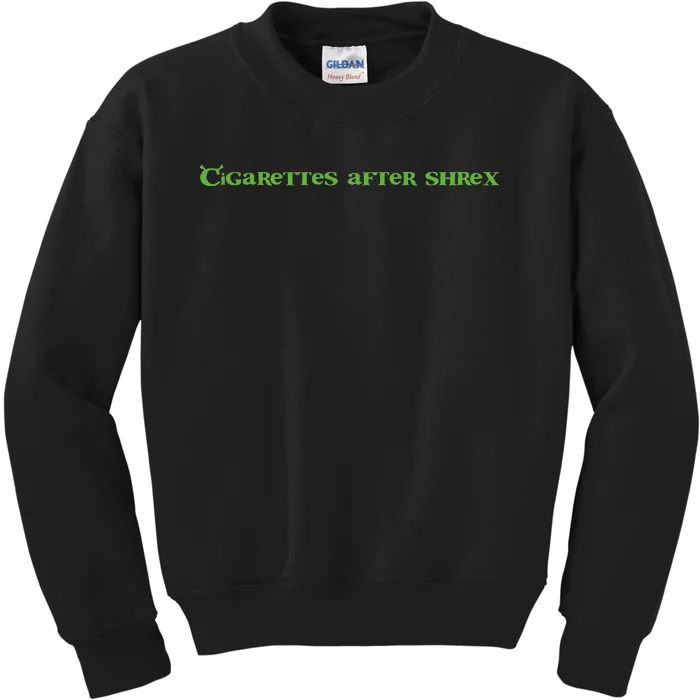 Cigarettes After Shrex Funny Ogre Slogan Kids Sweatshirt