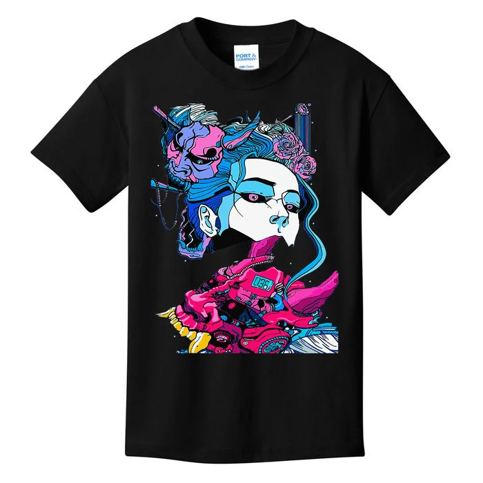 Cyberpunk Aesthetic Samurai Demons Mask Japanese Kids T-Shirt