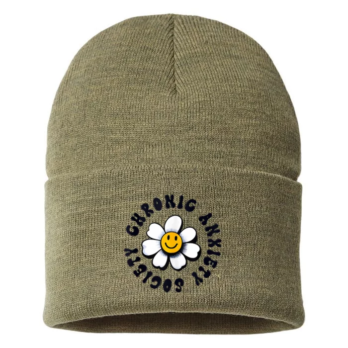 Chronic Anxiety Society Flower Sustainable Knit Beanie