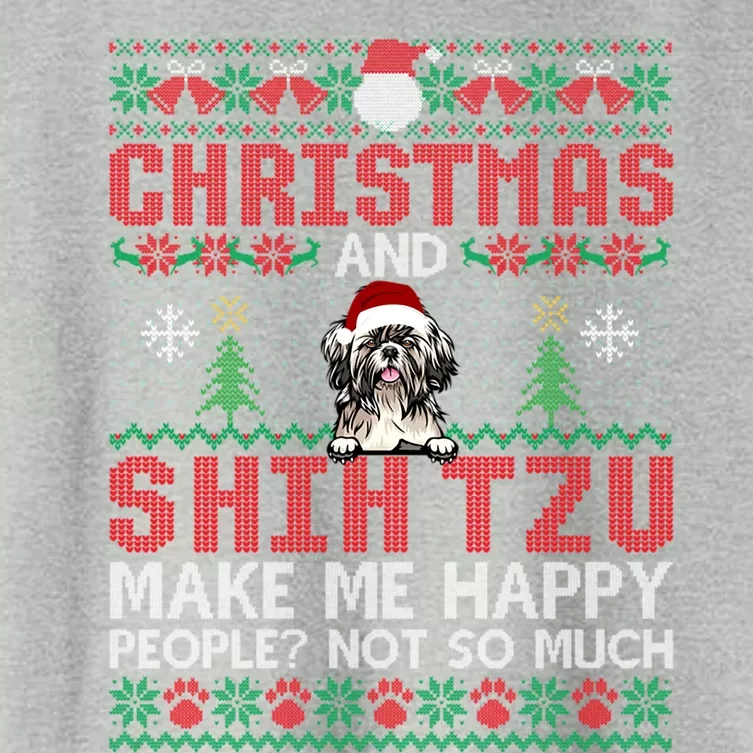 Christmas And Shih Tzu Make Me Happy Dogs Xmas Sweater Great Gift Women's Crop Top Tee