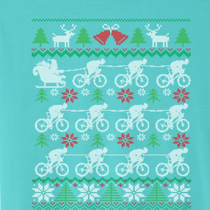 Cyclists And Santa Sleigh Bike Bicycle Cycling Ugly Christmas Gift ChromaSoft Performance T-Shirt