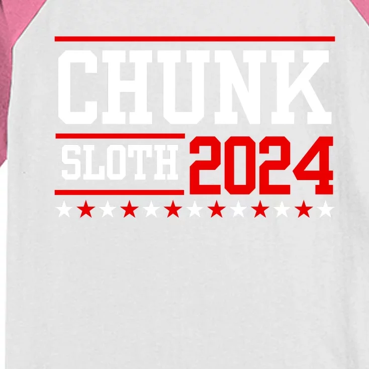 Chunk And Sloth 2024 Election Funny 80s Movie Retro Humor Kids Colorblock Raglan Jersey