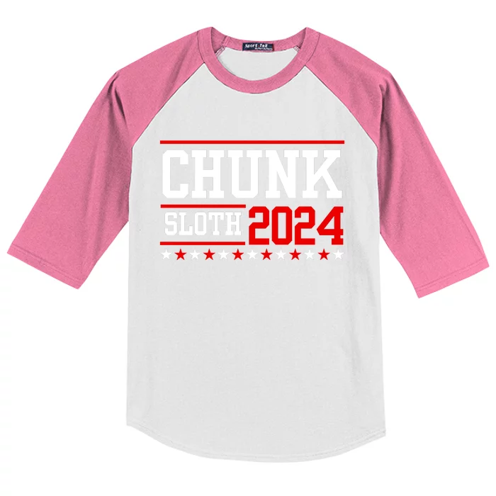 Chunk And Sloth 2024 Election Funny 80s Movie Retro Humor Kids Colorblock Raglan Jersey