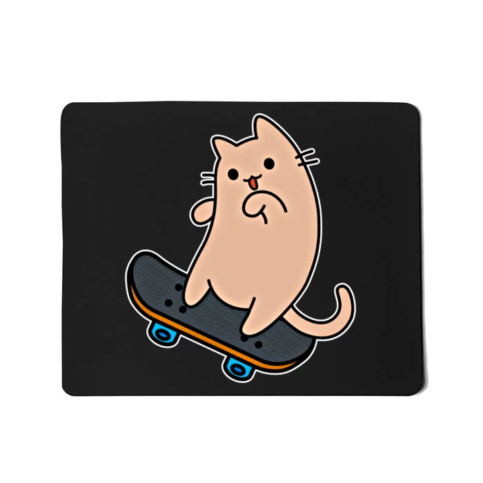 Cat And Skateboard Skateboarding Funny Cartoon Kitten Cool Gift Mousepad