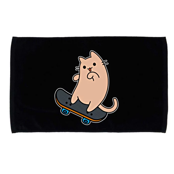 Cat And Skateboard Skateboarding Funny Cartoon Kitten Cool Gift Microfiber Hand Towel