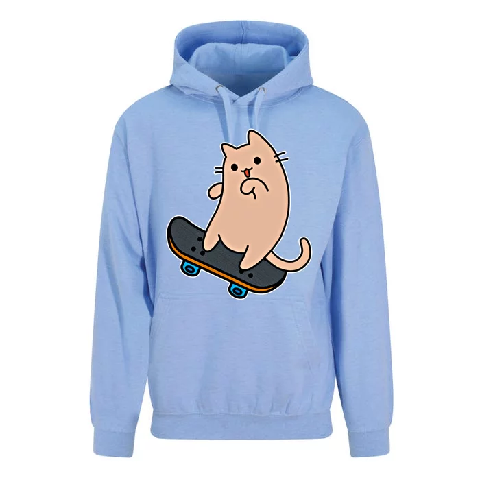 Cat And Skateboard Skateboarding Funny Cartoon Kitten Cool Gift Unisex Surf Hoodie