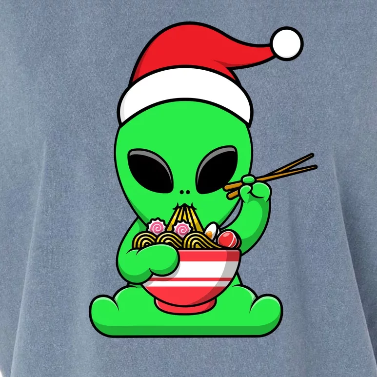 Cute Alien Santa Claus Ramen Garment-Dyed Women's Muscle Tee