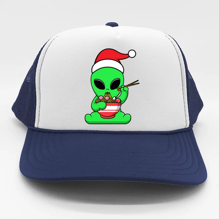 Cute Alien Santa Claus Ramen Trucker Hat